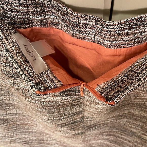 LOFT Brown with Hints of Beige & Coral, Shimmery, Fully Lined, Zip Sz 4 - Picture 8 of 12